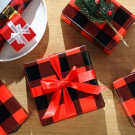Tenceur Christmas Bulletin Board Paper 24 Inch x 100ft Fade Resistant Paper Roll for Gift Wrapping(Red and Black Buffalo Plaid)