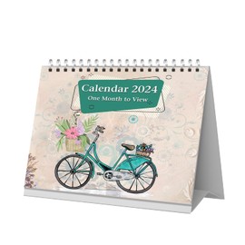 2024 Free-Standing 1 Month To View Spiral Desk Top Calendar, Vintage Art By Arpan