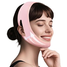 Sopurrrdy Reusable V Line Face Mask for Sleeping - Adjustable Chin Strap Reduce Double Chin, Slim Jawline & Contour V-Line Lift Pink
