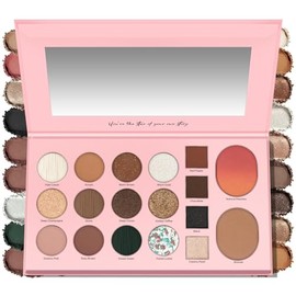 18-Shade Eye Makeup All-in-One Palette, Natural Nude Matte Shimmer Glitter, Long Lasting Baked Makeup Palette for Eye Highlight Blush, Earth Tones