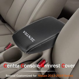 LEXLEY Armrest Box Cover Center Console Pad Waterproof Anti-Scratch Leather Protector Covers For Nissan 2013-2019 Sentra-Carbon fiber