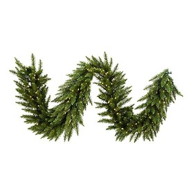 Vickerman 9' Camdon Fir Artificial Christmas Garland, 200 Warm White LED Mini Lights - 320 PVC Tapered Tips - Indoor or Outdoor Garland