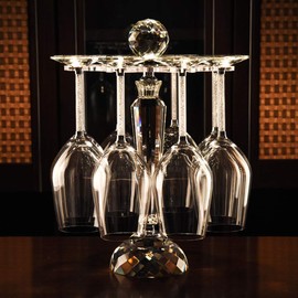 SHTWX Elegant Desktop Crystal Glass Stemware Rack/Rotate 8 Wine Glass Storage Holder Stand Air Drying Rack