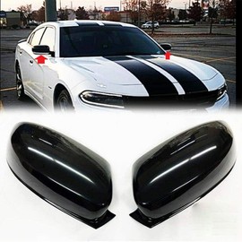 Ghxsport Ultra Finish Glossy-Black Top Half Mirror and Door Handle Covers Overlay For 2011-2014 Chrysler 200/2011-2020 300 300C / 2011-2020 Dodge Charger