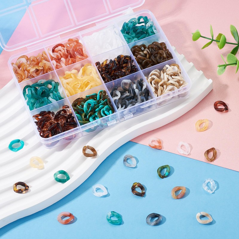 Cheriswelry 360Pcs Acrylic Linking Rings Gradient Acrylic Quick Link Connectors