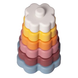PAPU BABY Juguete en Forma de Flor apilable y de construcción 100% de silicón Grado alimenticio. Juguete para bebés y niños Estilo Montesori. Torre apilable. Stacking Tower. Libre de BPA (Cálidos)