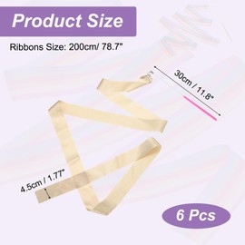 PATIKIL Dance Ribbons, 6 Pack 78.7 Inch Gymnastics Dance Streamers with Non-Slip Wand Dance Flags for Gifts, Dancing, Talent Shows, Baton Twirling, Gold Tone