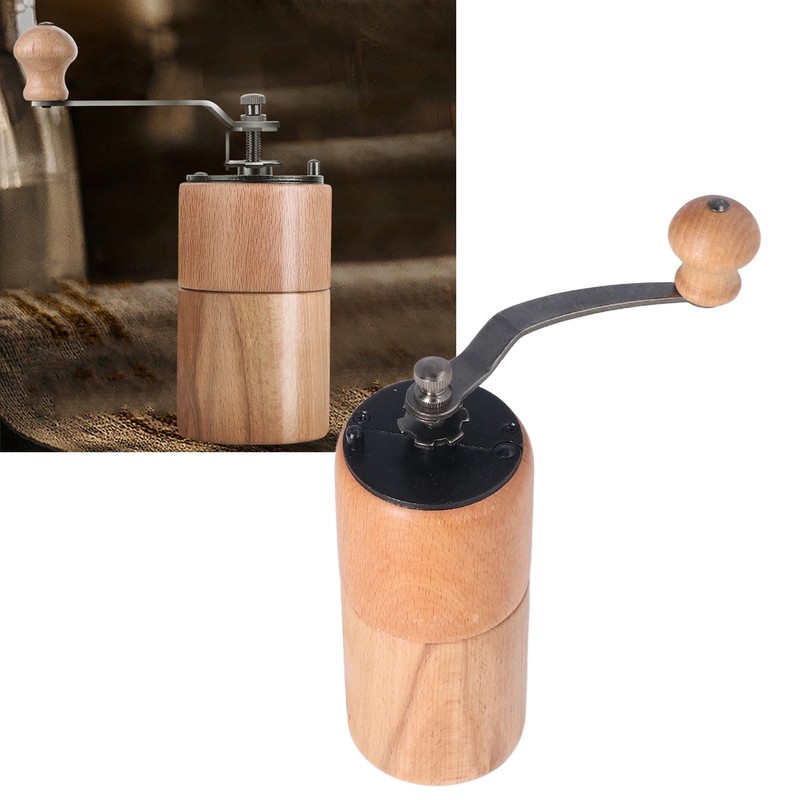 Manual Coffee Grinder Adjustable Coarseness Quiet Portable Wooden Hand Crank