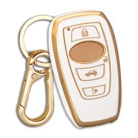 SUBARU Subaru Dedicated Key Cover TPU Smart Key Case 360 Degree Protection Compatible Models Levorg Legacy B4 Impreza G4 WRX S4/STI XV Outback Forester BRZ (White)