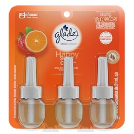 Glade Aromatizante para Hogar Mood Collection, Aroma Happy Sweet Citrus, Aromatizante Líquido Eléctrico de Ambiente, 3 Repuestos de 21ml