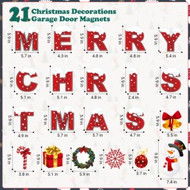 Christmas Decorations Garage Door Stickers Magnets, 21pcs Magnetic Merry Christmas Door Decorations, Christmas Garage Door Decals Decor for Christmas Party Supplies Home Decorations - Xmas Holiday
