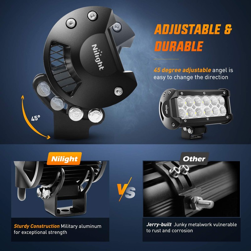 Nilight - 4PCS 36W 6.5 Inch Flood LED Light Bar