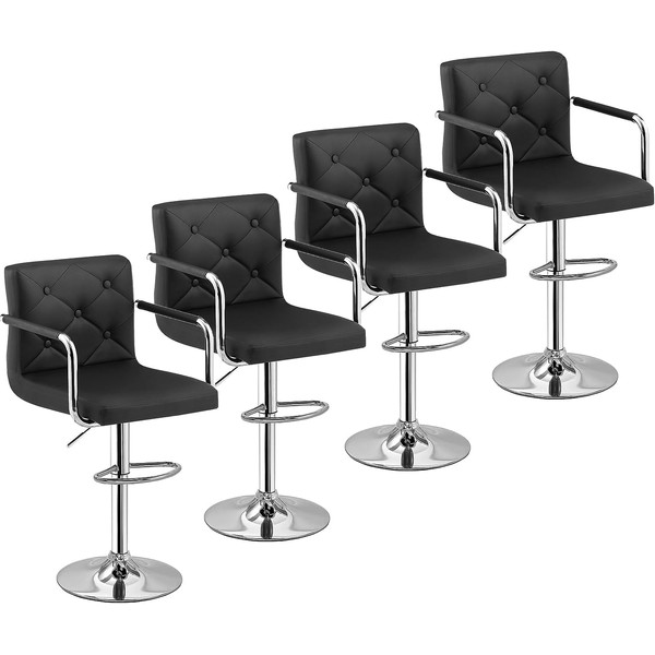 VECELO Bar Stools, Adjustable Bar Stools Set of 4, Counter