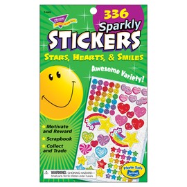 TREND ENTERPRISES, INC. Sparkly Stars, Hearts, & Smiles Sticker Pad, 336 ct
