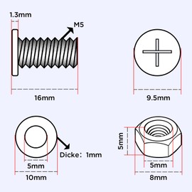 polarmotor Kennzeichen Schrauben Motorrad Set M5*16cm Edelstahl für Kennzeichenhalter, Moped, Roller Nummernschild Halter
