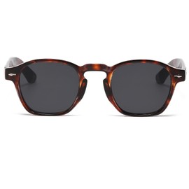 Long Keeper Kleine Quadratische Sonnenbrille für Damen Herren Retro Sonnenbrille Vintage Trendige Rechteckige Dicke Rahmen Reise Sonnenbrillen UV400 Schutz (Leopard Schwarz)