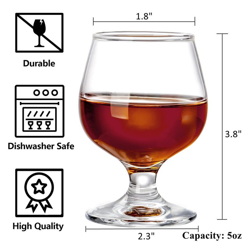 ZOOFOX Set of 6 Small Brandy Snifters, 5 oz Shot