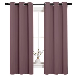 NICETOWN NICETOWN Bedroom Curtain Panels Blackout Draperies, 1 Pair, 34 by 63 inches, Dry Rose, Thermal Insulated Solid Grommet Blackout Curtains/Drapes