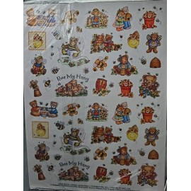 2 Pc Large Current Inc Stickers Teddy Bears & Bees & Honey Vintage Bear Bee