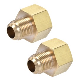 uxcell Brass Pipe fitting, 3/8 SAE Flare Male 1/2 SAE Female Thread, Tube Adapter Connector, for Air Conditioner Refrigeration, 2Pcs