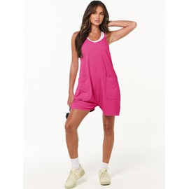 ANRABESS Womens Rompers Summer Casual Loose Sleeveless Overalls Spaghetti Strap Shorts Jumpsuit 2025 Beach Vacation Outfits X-Large