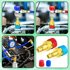 R1234yf to R134a Adapter Kit, R1234yf to R134a High & Low Side Quick Coupler Adapters, R134a to R1234yf Adapter, Quick Couplers Kit for R1234YF Car Air Conditioning System Evacuation Recharging