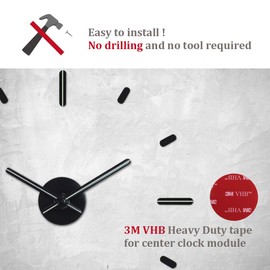 Presentime & Co Large Frameless DIY Wall Clock for Modern Home/Office Decoration, Silent no Ticking, Night Glow. Wall Décor for Living Room, Dining Room, Kitchen, Bedroom, Class Room, Office Space.