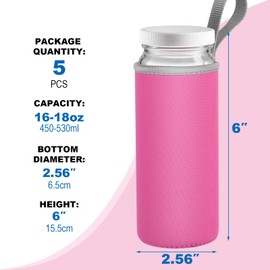 Beautyflier Neoprene Glass Juicing Bottle Drinking Jars Sleeves, 16-18 oz Capacity Protection for Beverage Containers, Insulating Carriers Keep Your Drink Cool or Hot Longer, for Smoothies and Juices