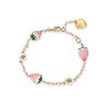 Strawberry Charm Bracelet Gold Enamel Dainty Fruit Women Jewelry