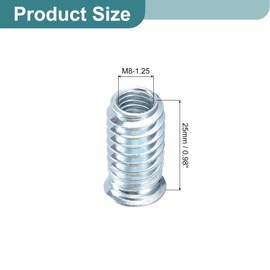 sourcing map 50PcsThreaded Inserts, M8-1.25x25 Zinc Plated Carbon Steel Hex Socket Drive Screw-in Nut Threaded Inserts for Wood Working Tools and Accessories