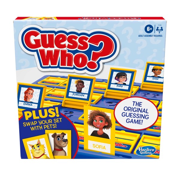 Hasbro Guess Who? Board Game with People and Pets, The Original Guessing Game for Kids Ages 6 and Up, Includes People Cards and Pets Cards (English), F1360