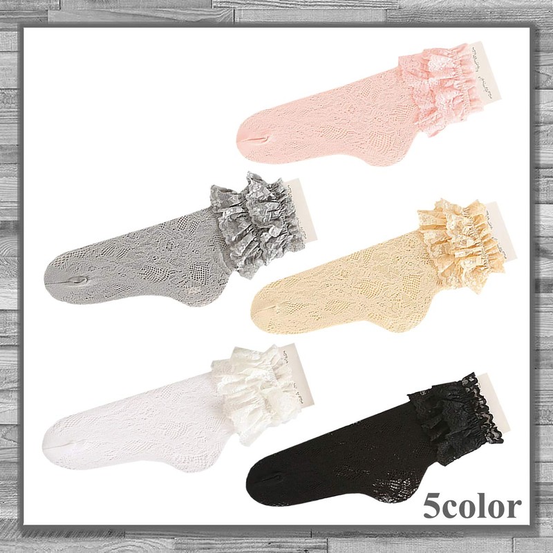 LEX STANDARD PS035 Socks, Casual, Lace, Frill, Popular, Women's Socks,