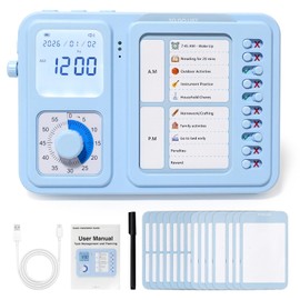 3-in-1 Visual Timer & ADHD Tool for Kids & Adults, Visual Schedule for Kids with Autism, Task Timer with Chore Chart Board, Daily Checklist for Home, School, Classroom, Desk