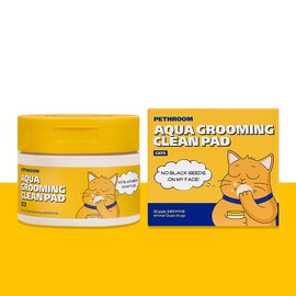 PETHROOM [Pesroom] Aqua Grooming Clean Pad (50 sheets) for Cats - Chin Acne, Tail Acne, Sebum Removal - Double-Sided Pad