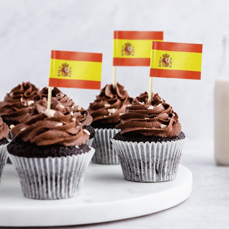 Spain Flag, 100 PCS Small Mini Spanish Flag Toothpicks, National