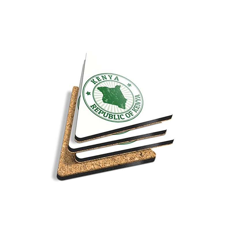 4 x Triangle Coasters - Repubblica Of Kenya Green Map