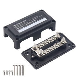 TOOSOAR 100 A Busbar Box 12 V - 48 V, with 4 x M6 and 12 x M4 Connection Bolts Busbar for Car Buggy Bus Travel Bus Wheelbarrow Caravan Yacht