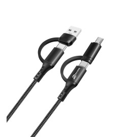 Zipkord 4 in 1 USB-C & Micro USB Sync & Charge Cable - 5ft - Black
