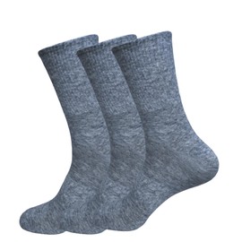 Bomeirc 3 Pairs Men's Solid Crew Socks Casual Socks Crew Knit Socks Size 8-13 (Gray)
