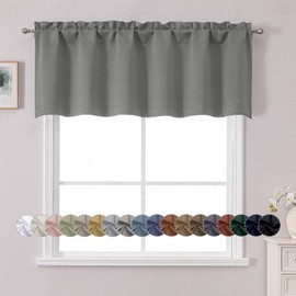Chyhomenyc - Cenefa blanca para ventana, cortina oscurecedora de cocina pequeña para recámara/sala de estar, bolsillo para barra de privacidad para ventana corta, cenefa para tratamiento de ventanas