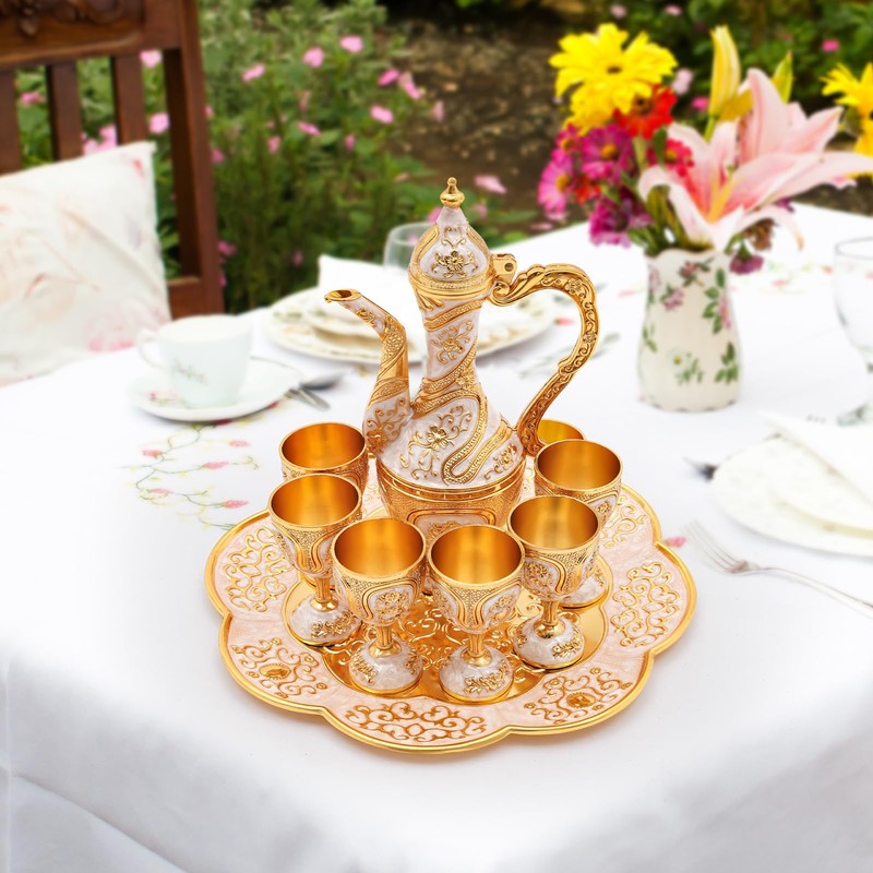 Complete Tea Set with 1 Teapot, 6 Tea Cups &