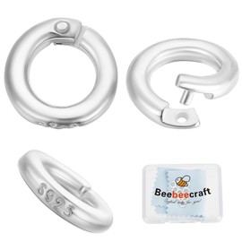 Beebeecraft 1 Box 15Pcs Locking Jump Rings 925 Sterling Silver Trigger Spring O Rings 6mm OD 3mm ID Round Carabiner Clip Snap Split Connectors Rings for Necklace Bracelet Jewelry Keyrings Bags Purse