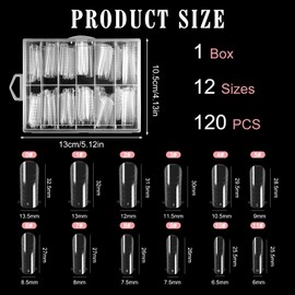 12 Sizes Dual Nail Forms, 120 Reusable Acrylic Nail Molds for UV Gel and Polymer Gel Nail Extensions and DIY Nail Art Tools for Perfect Stiletto Tips, Artificial Nails, and Nail Design Applications