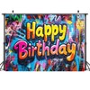 AIIKES 6x4ft Colorful Brick Wall Backdrop Retro Graffiti Happy Birthday