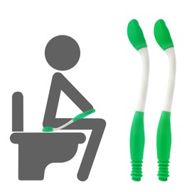 Toilet Aids for Wiping, 2 Pack Long Reach Comfort Butt Wiper Tool (15.7"), Bottom Wiping Aid for Disabled, Elderly,Overweight, Pregnant & Limited Mobility, Reusable and Easy to Clean