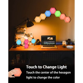 Hexagon Lights, Touch-sensitive Hexagon Wall Lights, Hexagon Lights for Wall Led with Remote and USB Power Supply, Spliceable LED Light Wall Panels Gift for Boys and Girls, Kids, Adults（6 Packs）