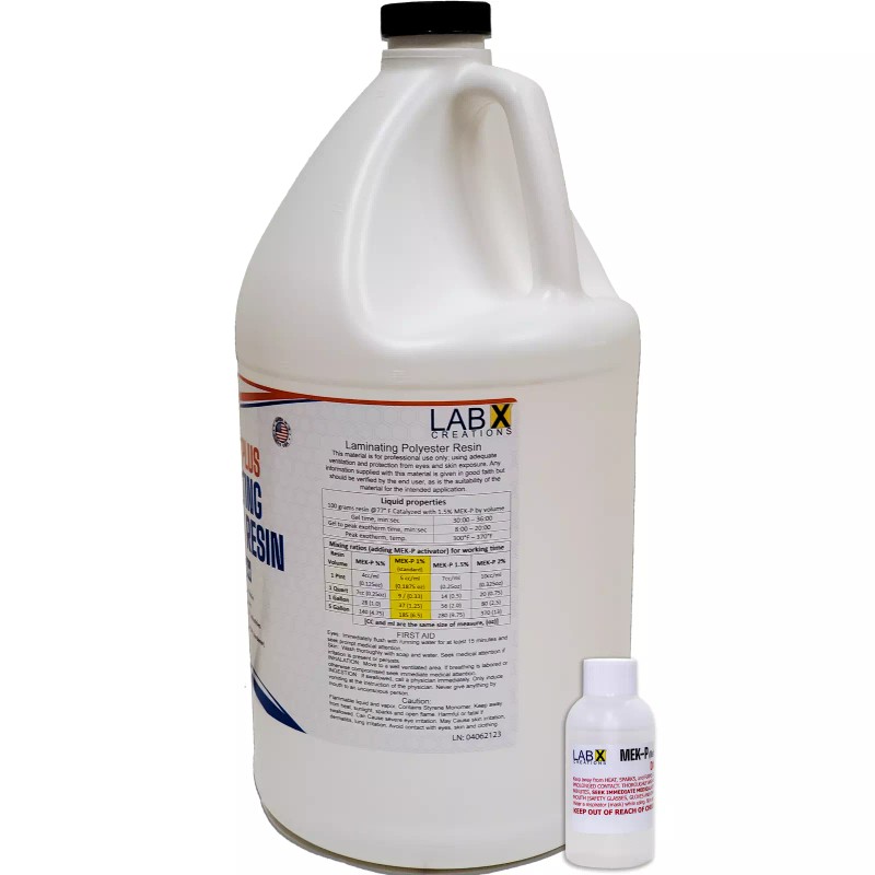 Lab X Creations FIBERLAM PLUS 1 Gallon POLYESTER RESIN +MEKP