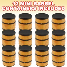 ArtCreativity Mini Barrel Containers, Set of 12, Unique Treat Holders with Removable Lids, Western Birthday Party Supplies and Decorations, Birthday Candy Containers for Kids, Western Party Favors