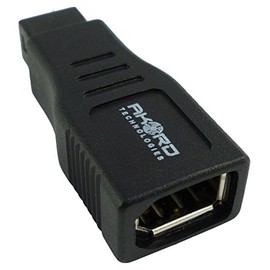 AKORD FireWire 400 to 800 6 Pin Female Port to 9 Pin Male FW 800 Connector Adapter - Black