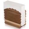 SiliFine Scalloped Wood Napkin Holder for Table Acacia Wood Upright